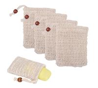 4 Pièces Filet pour Savon Solide,Pochette Savon Solide en Filet,Pochette en Mousse avec Cordon de Serrage,Sac en Coton,Peut Douche être Utilisé Massage Exfoliant,Favoriser Circulation Sanguine