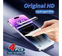 4 pièces Film de protection d'écran hydrogel de couverture complète compatible avec Samsung Galaxy S26 25 24 23 22 21 20 10 9 8 EDGE Ultra Z Flip 6 5 4 3 2 7/ 17 16 15 Plus 14 Pro Max 13 Pro 12 11 XR 