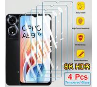 4 pièces Film protecteur d'écran en verre trempé 9H 2,5D compatible avec OPPO Reno 13 13F 12F 13FS 12FS 11A 11F 8 8T 7 6 5 4 Lite SE A80 A40 A20 A78 A79 A60 A59 A38 A18 A17 A17K A52 A72 A2 A2X F25 Pro