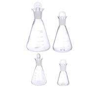 4 Pièces Fiole D’iode en Verre Borosilicaté 250ml Graduée | Bouchon Rodé, Base Solide, Marquages Lisibles, pour Solutions Liquides et Démonstrations en Classe