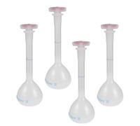 4 Pièces Fiole Jaugée de Laboratoire 100ml en Plastique Bouchon | Graduations Nettes, Col Long et Étroit, Fermeture Hermétique, pour Liquides Volatils et Usage Analytique