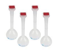 4 Pièces Fiole Jaugée de Laboratoire 100ml en PP Bouchon | Mesure Précise à Trait Unique, Col Étroit, Usage Scolaire et Expériences Académiques, Fermeture Sûre