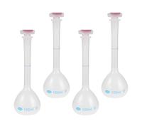 4 Pièces Fiole Jaugée Réutilisable 100ml à Col Étroit Bouchon | Polypropylène Pp, Usage en Laboratoire Scolaire et Universitaire, Mesure Unique, Résistance Thermique, Anti-évaporation