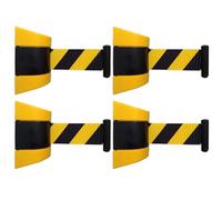 4 Pièces Fixation Murale Barriere Poteau de Guidage en ABS Durable pour Aires de Jeux Parcs Hôtels Couloirs Escaliers et Allées(Yellow,500cm/16ft)
