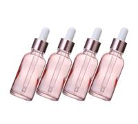 4 Pièces Flacon Compte-gouttes en Verre Rose 30ml Rechargeable | Dosage Précis, Format Portable, pour Huiles du Visage et Essences, Échantillons, Barbiers