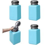 4 Pièces Flacon Pompe à Alcool Bleu (Antistatique ESD), Distributeur Liquide Carré avec Couvercle en Acier Inoxydable et Graduation, Bouteille Épaissie Anti-Corrosion pour Acétone et Dissolvant