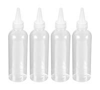 4 Pièces Flacon Souple Vide 200ml en Plastique à Embout Fin | Bouchon Inclus, Transparent et Étanche, pour Colle, Huile Moteur, Loisirs Créatifs, Travaux Scolaires ou Laboratoire