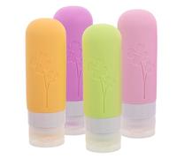 4 Pièces Flacons de Shampoing en Silicone, pour Voyage en Avion | Bouchon à Clapet, Anti-fuite et Remplissage Facile, pour Lotion et Lavage des Mains, Coloris Assortis