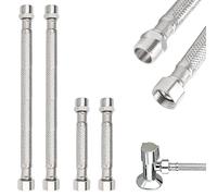 4 Pièces Flexible Robinet Cuisine Connecteurs 3/8 Pouce en Acier Inoxydable(10 cm + 20) cm Tuyau Blindé Tressé Acier Inoxydable 304 Connecteurs de Raccord Évier Cuisine pour Salle Bains Chauffe-Eau