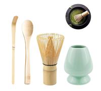 4 Pièces Fouet Matcha Kit,balais à matcha, cuillère, porte-balai, brosse à matcha, accessoires japonais pour la cérémonie du matcha, kit parfait pour la préparation