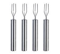 4 Pièces Fourchette à Pommes de Terre, Fourchette à Maïs en Acier Inoxydable, Réutilisable, Ustensiles de Cuisine pour Fruits, Légumes et Grillades, Argent