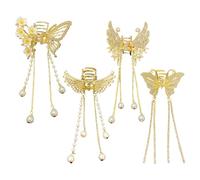 4 Pièces Fourchettes À Cheveux Papillon En Métal, Accessoires Pour Cheveux Élés, Accessoires Pour Cheveux Pendentif Pompon, Accessoires Pour Cheveux, Outils De Fixation De Cheveux