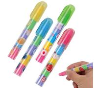 4 Pièces Fruit Esthétique à Colorier Mignon Stylo Gomme Crayons Gommes, Gomme Empilable de Style Stylo 5 Couleurs Gommes pour Papeterie Cadeaux d'Anniversaire Bureau
