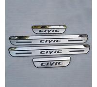 4 PièCes Garnitures De Seuil PortièRe Voiture en Acier Inoxydable pour Hon-da Civic 10th 2016-2022, Autocollant de Protecteur de PéDale de Seuil de Porte