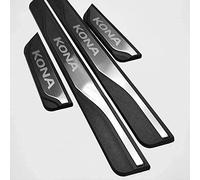 4 PièCes Garnitures De Seuil PortièRe Voiture en Acier Inoxydable pour Hyu-ndai Kona 2017-2021, Autocollant de Protecteur de PéDale de Seuil de Porte