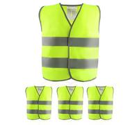 4 Pièces Gilet Hi-Vis Réfléchissant Haute Visibilité Pour Enfants, Gilets De Sécurité Haute Visibilité, Gilet Jaune Réfléchissant Oui Nuit Marche Idéale Pour Garçons Et Filles (L)