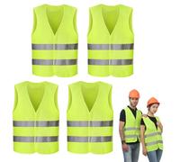 4 Pièces Gilets Réfléchissants Haute Visibilité, Gilet de Voiture, Jaune Gilet de Sécurité Réfléchissant, Gilet de Sécurité pour les Automobilistes les Conducteurs la Main d'œuvre