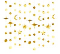 4 Pièces Gold Star Garland Lune Kit,Décoration de Ramadan,pour Anniversaire Mariage Moubarak Ramadan l'Aïd Fiesta Fête Fournitures