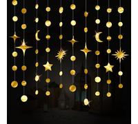 4 Pièces Gold Star Garland Lune Kit, Ramadan Kareem Bannière, Guirlande Ramadan Suspension En Papier Doré, Pour Anniversaire Mariage Moubarak Ramadan L'aïd Fiesta Fête Fournitures