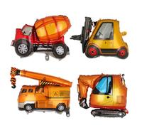 4 Pièces Grands Jaune Construction Ballons Mylar Helium Véhicule Pelleteuse Chariot éLévateur Grue De BéTon Foil Véhicule Thème Fête Déco