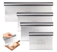 4 Pièces Grattoir à Pâte en Acier Inoxydable,15/20/22/30cm Ramasse Légumes Cuisine,Coupe Pate Boulangerie,Spatule à Pâte,Coupe Pâte Boulangerie en Inox avec Spatule,pour Gâteaux,Cakes,Pizzas,Dough