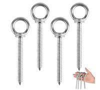 4 Pièces Gros Boulon M10 x 80mm, Oeillet A Visser Heavy Duty En Acier Inoxydable, Anneau De Levage Argenté M10, Piton à Visser pour Hamacs, Stores, Chaises Suspendues, Chaises à Bascule