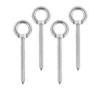 4 Pièces Gros Boulon M8 X 80mm, Piton À Visser, Oeillet A Visser Heavy Duty En Acier Inoxydable, Pour Hamacs, Auvents, Fauteuils Suspendus, Câble Fixe, Argenté