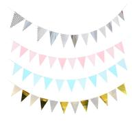 4 Pièces Guirlande Fanion Triangle Ondulé en Papier Doré pour Fête