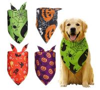 4 Pièces Halloween Bandanas pour Chien, Triangle Scarfs avec Motif de Citrouillepour Chat et Chien, bandana triangulaire, Costumes d'halloween pour Chiens de Petite, Moyenne et Grande Taille