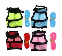 4 Pièces Harnais Gilet Lapin en Maille Léger, Facile à Enfiler | Laisse Assortie, Usage Extérieur, Confort de Port, Quatre Couleurs Taille L, pour Sorties et Activités