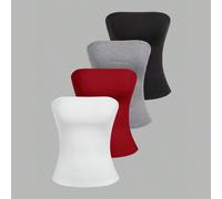 4 pièces Hauts tubes polyvalents et décontractés à la mode pour femmes, été L,M,S,XL,XS,XXSUnicoloreÉtoffe