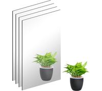 4 Pieces Hd Wall Mirror 30 X 21 Cm Adhesive Mirror Glass Mirror Sticker Frameless Wall Mirror Adhesive For Bathroom, Living Room, Bedroom