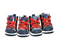 4 pièces Hiver Extérieur Chaudes Animaux de Compagnie Chaussures en Denim Chiot Chaussures en Toile Petits Chiens Sport Décontracté Bottes antidérapantes Chaussettes pour Chiens Produit pour Animaux