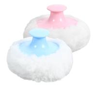 4 Pièces Houppette à Poudre ABS pour Garçon Fille, avec Manche Court | Réutilisable, Prise en Main Confortable, Forme Ronde, pour Change et Climat Chaud Humide, Bleu Rose