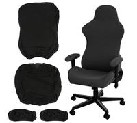 4 Pièces Housse Chaise Gaming, Noir Protection Chaise Gaming, Housses de Protection Avec Accoudoirs, Extensibles, Lavables Gamings Chair Covers, pour Ordinateur, Chaises de Bureau, Chaises Pivotante