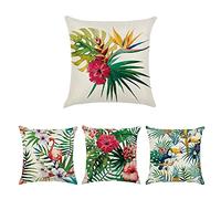 4 pièces Housse de coussin d'oreiller pour coussin de la série Flamingo taie d'oreiller pour coussin en lin, 17,72 x 17,72 pouces, coussin de jardin pour extérieur (coussin non inclus)