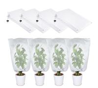 4 Pièces Housse de Protection pour Plantes, 60 x 80cm Voile Hivernage Plante Exterieur avec Cordon de Serrage, Antigel Perméable, pour Protéger Plantes d'Extérieur, Arbustes et Plantes en Pot