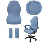 4 Pièces HoussedeChaisedeBureauavec Accoudoirs,Housses de Chaise de Gaming | HousseFauteuilBureauLavable,houssefauteuilgaming,houssefauteuildebureau,houssefauteuilbureauavec accoudoir (bleu)