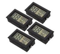 4 Pièces Hygromètre Numérique LCD Intégré Rectangulaire | Montage sur Panneau, Affichage Clair des Données, Plastique Noir, Usage Intérieur pour Filament 3d et Armoire