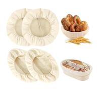 4 Pièces Insert en Lin pour Banneton à Pain, Toiles de Boulangerie, Banneton à Pain Rond Du Pain Doublure, 2 pièces rondes et 2 pièces ovales,Accessoire de pâtisserie pour Faire son Pain et son Levain