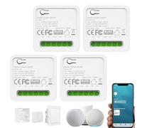 4 Pièces Interrupteur Connecté, Interrupteur Intelligent, 16a Smart Switch, Relais Interrupteurs Avec Minuterie, Contrôle Vocal, Modules Intelligents Compatible Avec Alexa/Tuya/Smart Life App