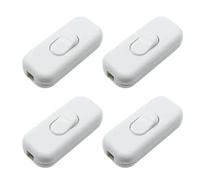 4 Pièces Interrupteur Lampe de Chevet,Interrupteurs à Bascule Bi-Polaires 2A 250V, Interrupteur Bipolaire pour Lampe Inline 2 ou 3 Ligne,pour Petits Appareils,Lampes de Bureau et de Chevet (Blanc)