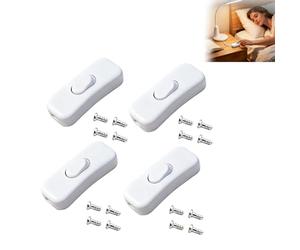 4 Pièces Interrupteur Lampe de Chevet,Interrupteurs à Bascule Bi-Polaires 2A 250V, Interrupteur Bipolaire pour Lampe Inline 2 ou 3 Ligne,pour Petits Appareils,Lampes de Bureau et de Chevet (Blanc)