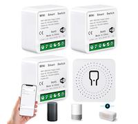 4 Pièces Interrupteur WiFi Connecté, Mini Smart Switch 16A Montage Encastré, 2 Voies, Compatible Alexa et Google Assistant, Application Smart Life Tuya, Conducteur Neutre Nécessaire