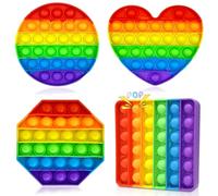 4 Pièces Jeu Pop Arc-en-Ciel, Push Bubble Pop Sensory Fidget Toy Silicone Anti-Stress Jouets Pop de Educatifs Autisme Besoins Spéciaux pour la Concentration et Le Calme Enfants Adultes