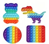4 Pièces Jeu Pop Arc-en-Ciel, Push Bubble Pop Sensory Fidget Toy Silicone Anti-Stress Jouets Pops de Educatifs Autisme Besoins Spéciaux pour la Concentration et Le Calme Enfants Adultes
