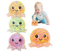 4 Pièces Jouet de Pieuvre Lumineux Anti-Stress Fidget | 4 Pièces Pieuvre Lumineuse Balle Squishy,Boule D'évent De Calmar Lumineux,Boule de Poulpe À Bulles Doux Jouet Sensorielle Soulagement Stress