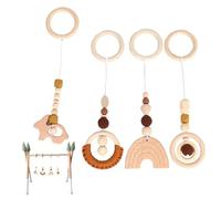 4 pièces jouets suspendus pour bébé salle de sport, jouets suspendus en bois pour bébé, jouet pour enfants berceau hochet en bois jouet pendentif de lit pour poussette lit berceau, pour salle s