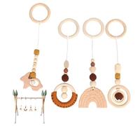 4 pièces jouets suspendus pour bébé salle de sport, jouets suspendus en bois pour bébé, jouet pour enfants berceau hochet en bois jouet pendentif de lit pour poussette lit berceau