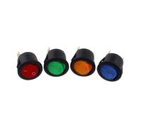 4 pièces KCD1 5 V-12 V/220 v interrupteur à bascule rond marche/arrêt LED tableau de bord voiture éclairé bateau Van avec lumière ESSEIEIE(4Pcs Color mixing,220V)
